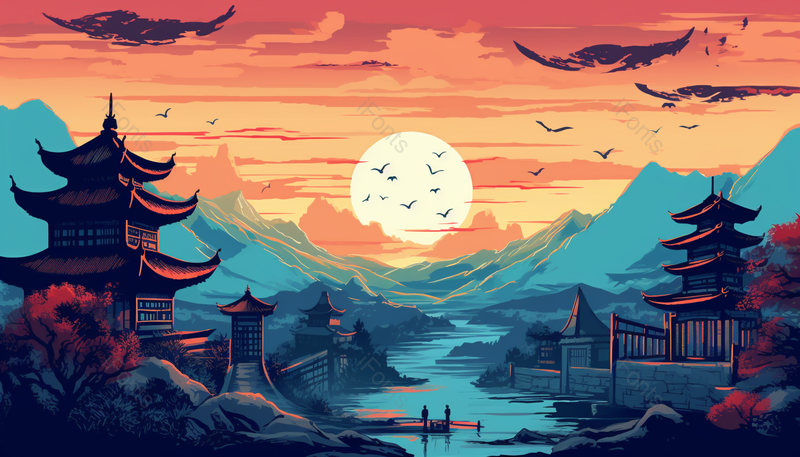 古建筑城市插画手绘图,插画/手绘图,插画/手绘图库,插画/手绘图下载,插画/手绘